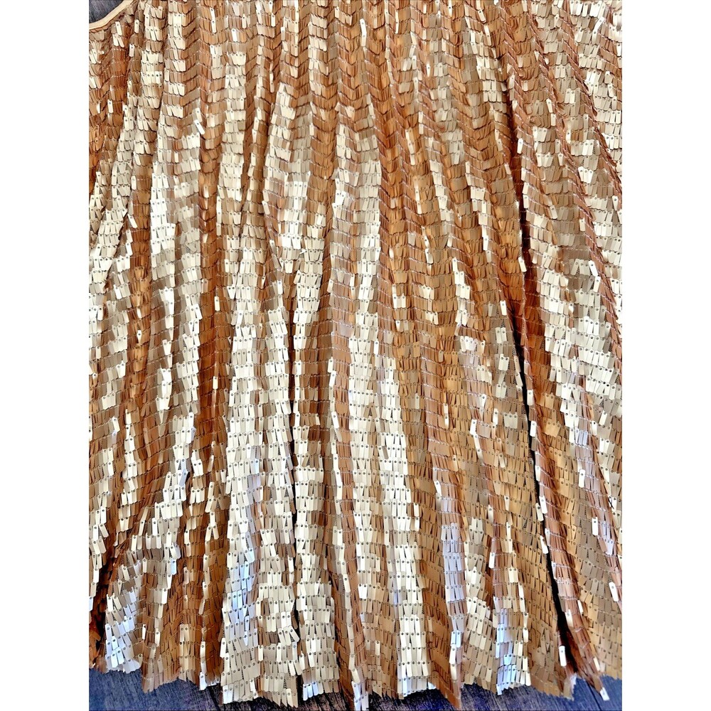 T Tahari Women's Chunky Sequined Pleated Halter Neck Party Top Blouse Gold 10 - Picture 2 of 9